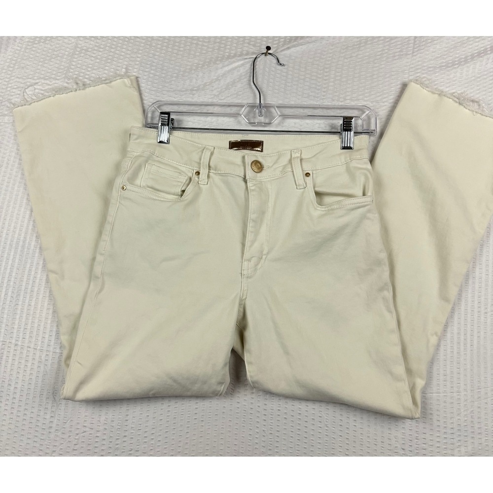 Kut from the Kloth Cream Raw Hem Petite Jeans 2P Off White Straight Leg